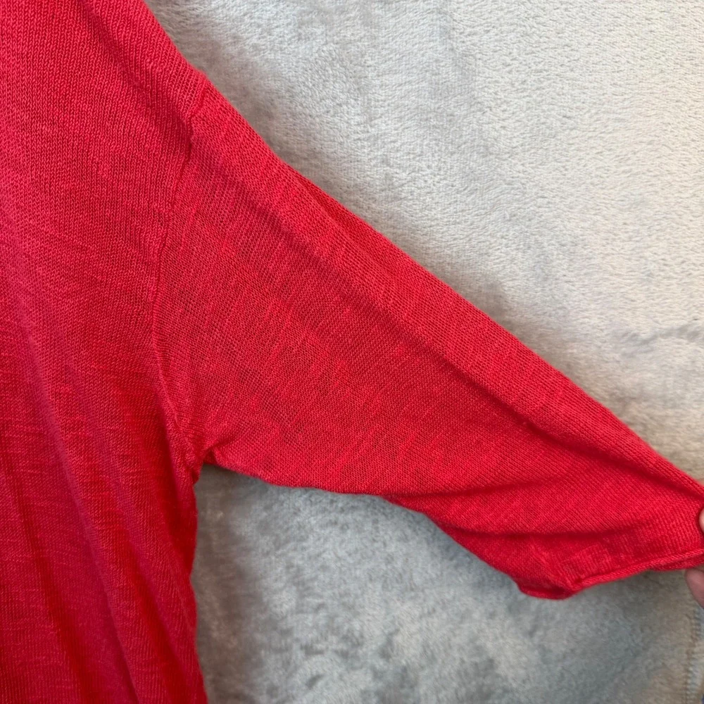 J. Jill Knit Top Womens 2X Red Shoulder Button Linen Blend 3/4 Sleeve Sweater - Picture 8 of 14